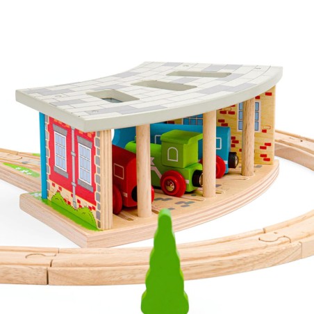 Bigjigs Rail Trojité dřevěné depo s vraty
