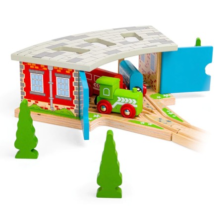 Bigjigs Rail Trojité dřevěné depo s vraty