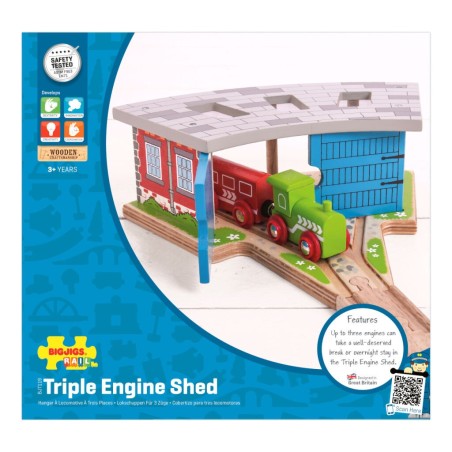 Bigjigs Rail Trojité dřevěné depo s vraty
