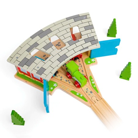 Bigjigs Rail Trojité dřevěné depo s vraty