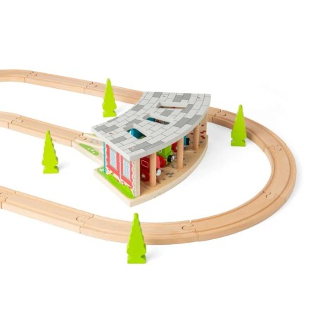 Bigjigs Rail Trojité dřevěné depo s vraty