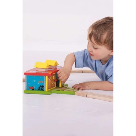 Bigjigs Rail Trojité dřevěné depo s vraty