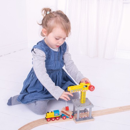 Bigjigs Rail Velký jeřáb žlutý