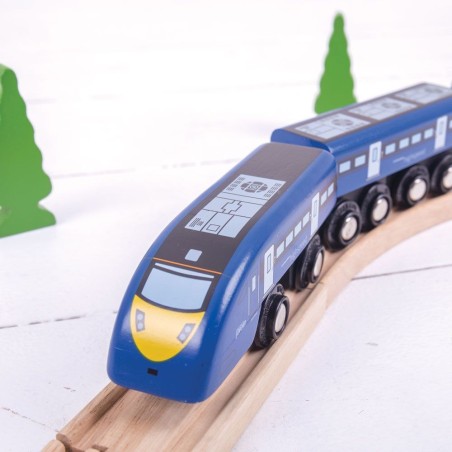 Bigjigs Rail Dřevěný rychlík High Speed 1 modrý