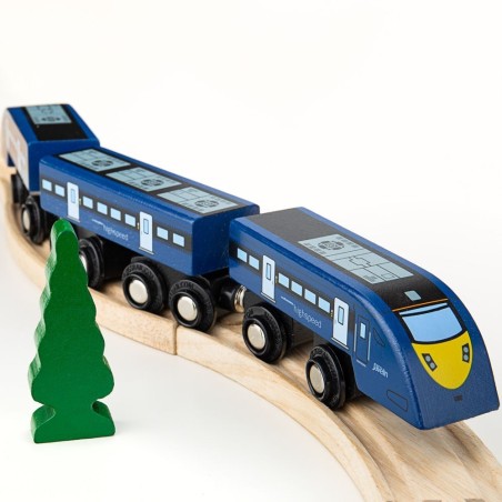 Bigjigs Rail Dřevěný rychlík High Speed 1 modrý