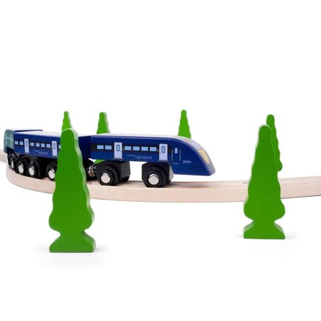 Bigjigs Rail Dřevěný rychlík High Speed 1 modrý