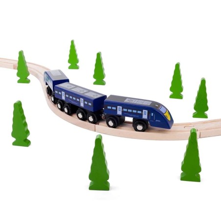 Bigjigs Rail Dřevěný rychlík High Speed 1 modrý