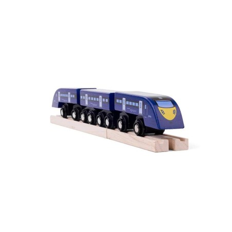 Bigjigs Rail Dřevěný rychlík High Speed 1 modrý