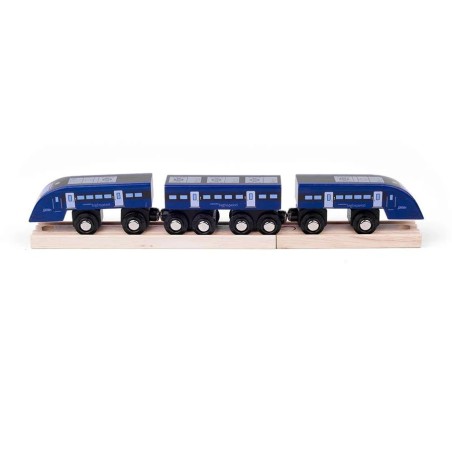 Bigjigs Rail Dřevěný rychlík High Speed 1 modrý