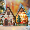 RoboTime 3D dřevěná skládačka Miniatura domečku Svítící vánoční dům