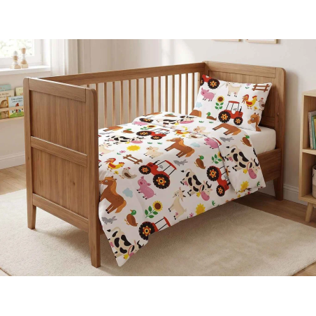 Jerry Fabrics Dětské bavlněné povlečení do postýlky Farma 90x130, 45x60 cm
