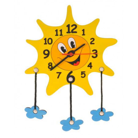 Dětské dřevěné hodiny - Sluníčko s mráčky