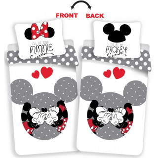 Jerry Fabrics Povlečení Mickey and Minnie love grey 140x200, 70x90 cm