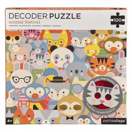 Petitcollage Puzzle zvířátka 100 ks s 3D brýlemi