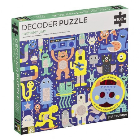 Petitcollage Puzzle příšerky 100 ks s 3D brýlemi