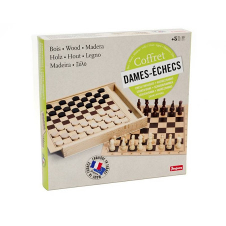 Jeujura Dřevěné šachy a dáma v dřevěném boxu