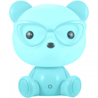 Polux LED Stmívatelná dětská noční lampička medvěd s brýlemi modrý PO308252