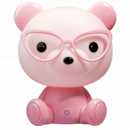 Dětská noční lampička Polux Medvěd s brýlemi růžový 308245