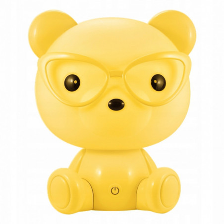 Dětská noční lampička Polux Medvěd s brýlemi žlutý 308269