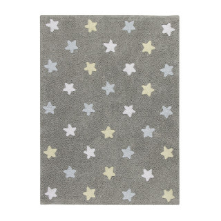 Lorena Canals Ručně tkaný kusový koberec Tricolor Stars Grey-Blue 120x160 cm