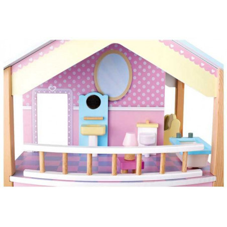 Dřevěný domeček pro panenky Modrá střecha