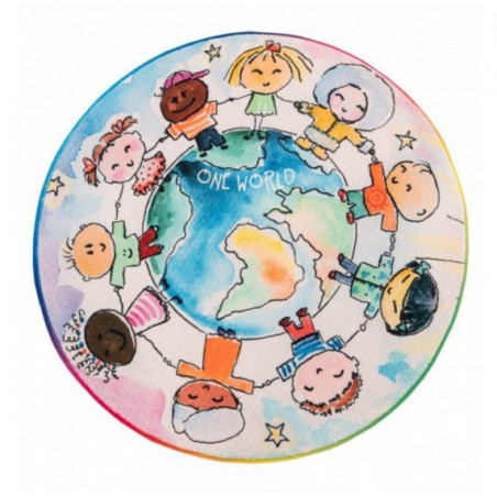 Dětský kusový koberec Juno 477 World Map kruh průměr 120 cm