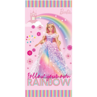 Carbotex Plážová osuška Barbie Duhová princezna 100% bavlna 70 x 140 cm