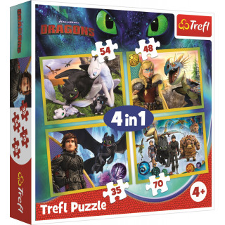 TREFL Puzzle Jak vycvičit draka 4v1 (35,48,54,70 dílků)