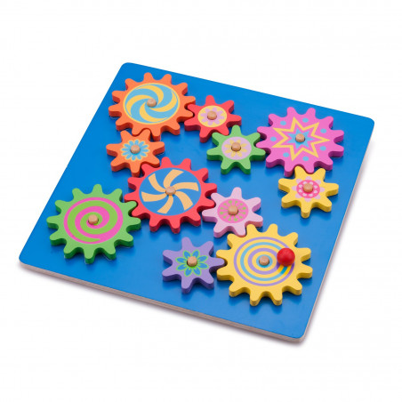 New Classic Toys Dřevěné puzzle ozubená kolečka