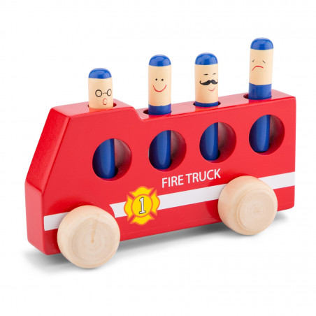 New Classic Toys Dřevěné hasičské autíčko s vyskakovacími panáčky