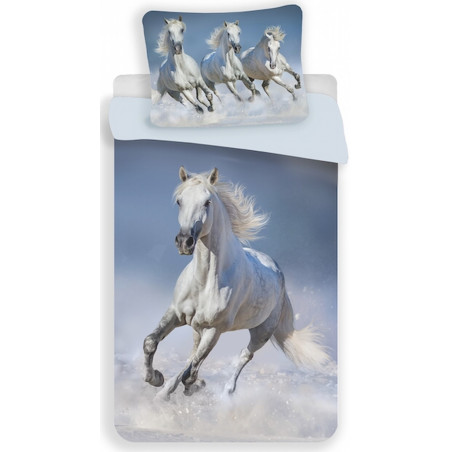 Jerry Fabrics Povlečení fototisk Horses white 140x200, 70x90 cm