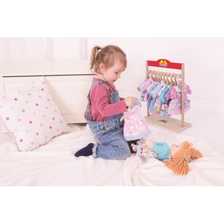 Bigjigs Toys růžový kabátek s čepičkou pro panenku 28 cm