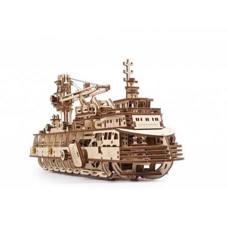 Ugears 3D dřevěné mechanické puzzle Výzkumný parník