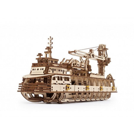Ugears 3D dřevěné mechanické puzzle Výzkumný parník
