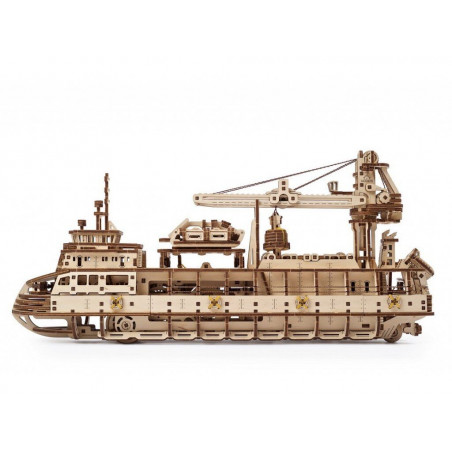Ugears 3D dřevěné mechanické puzzle Výzkumný parník
