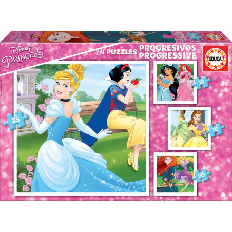 EDUCA Puzzle Disney princezny 4v1 (12,16,20,25 dílků)