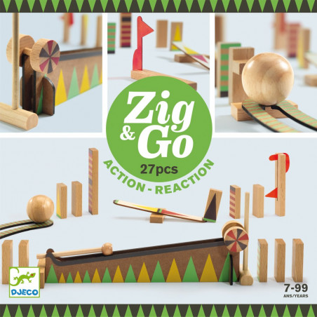Djeco Dřevěná dráha Zig Go 27 dílků
