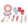 Bigjigs Toys Dřevěný jídelní servis s puntíky Bigjigs Toys Dřevěný jídelní servis s puntíky