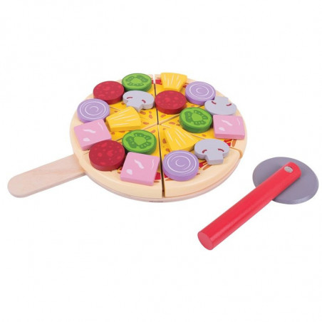 Bigjigs Toys dřevěná krájecí pizza se zlomky Bigjigs Toys dřevěná krájecí pizza se zlomky