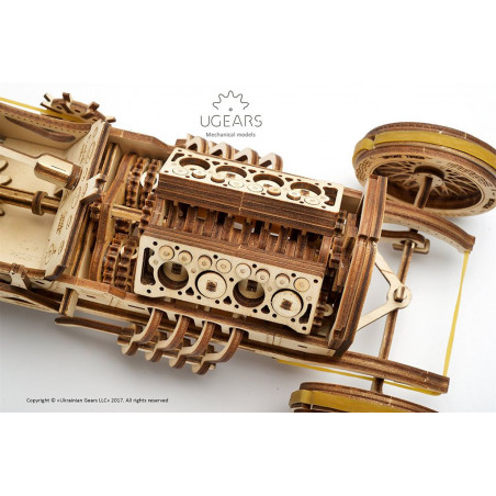 Ugears Dřevěná stavebnice 3D mechanické Puzzle Auto U-9 Grand Prix