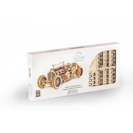 Ugears Dřevěná stavebnice 3D mechanické Puzzle Auto U-9 Grand Prix