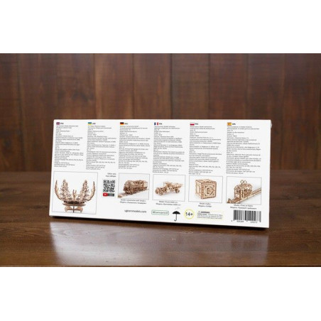 Ugears Dřevěná stavebnice 3D mechanické Puzzle Květina