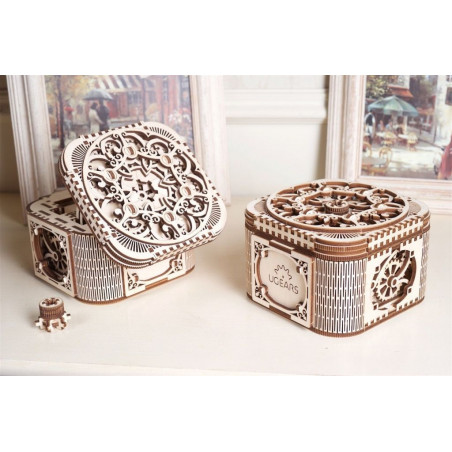 Ugears Dřevěná stavebnice 3D mechanické Puzzle Šperkovnice