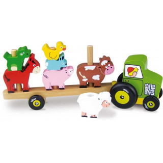 Dřevěná hračka Vilac - Traktor se zvířátky - nasazování