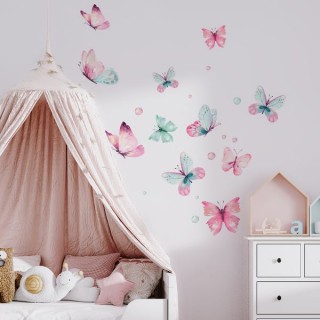 Housedecor Samolepka na zeď Duhoví motýli