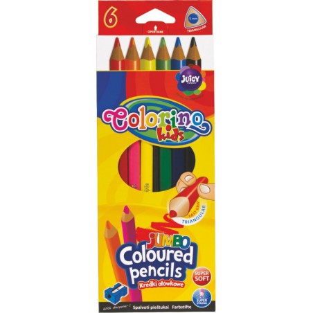 Colorino pastelky trojhranné JUMBO s ořezávátkem 6 barev R15516PTR