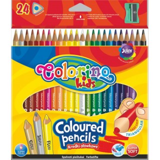 Colorino pastelky trojhranné s ořezávátkem 24 barev vč. zlaté, stříbrné