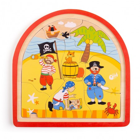 Bigjigs Toys Dřevěné vícevrstvé puzzle Pirátská loď Bigjigs Toys Dřevěné vícevrstvé puzzle Pirátská loď