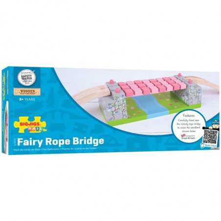 Bigjigs Rail dřevěná vláčkodráha - Růžový houpací most