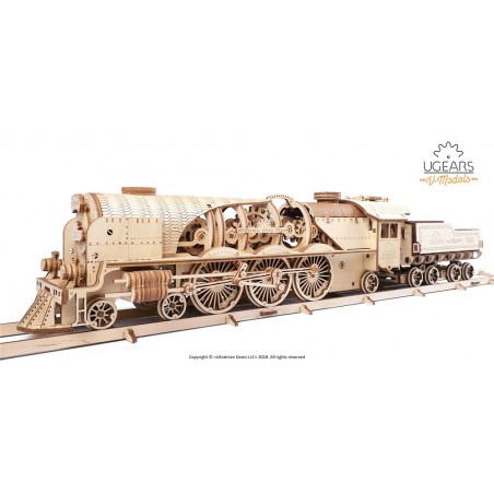 Ugears 3D mechanické puzzle Lokomotiva V-Express s vagónem 538 dílů